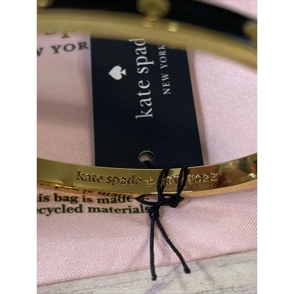 Kate Spade New York Black Enamel Gold Tone Hinge Bracelet Bangle‎ NWT